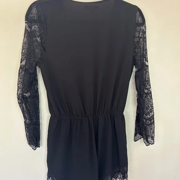 Cotton Candy Black Lace Romper with bell sleeve. Size Small.  007 - Picture 10 of 11
